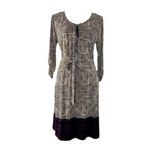 Women’s Sheath Strap Belt Tassel Soft Midi Printed Business Casual Dress